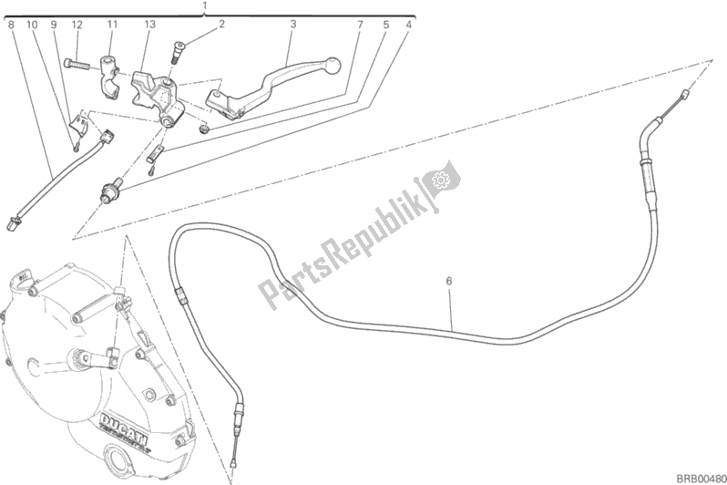 Todas as partes de Controle De Embreagem do Ducati Monster 821 Dark USA 2015